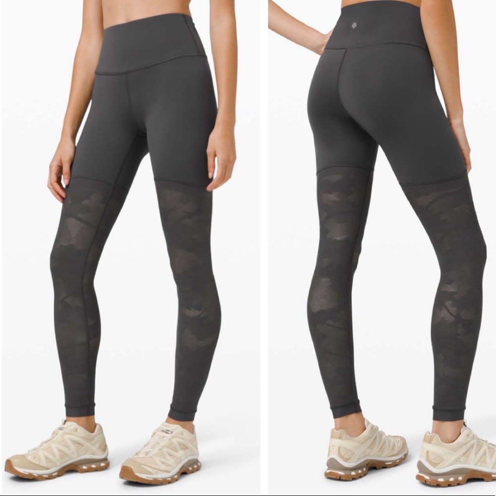 Lululemon Camo Sheer Will High Rise Tight 28" Pants Stretch Leggings Mesh Luon